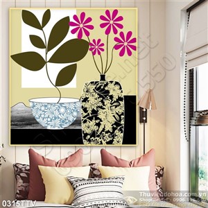 Tranh tĩnh vật hoa quả sơn dầu treo tường hiện đại