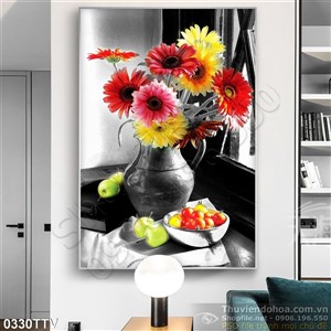 Tranh tĩnh vật hoa quả sơn dầu treo tường đẹp