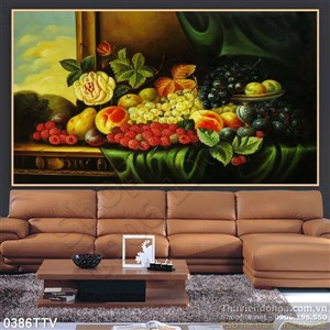 Tranh tĩnh vật hoa quả sơn dầu treo tường
