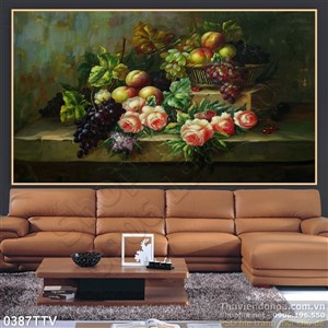 Tranh tĩnh vật hoa quả sơn dầu trang trí phòng bếp