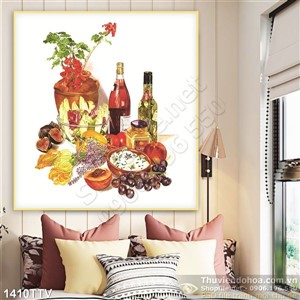 Tranh tĩnh vật hoa quả sơn dầu trang trí bếp
