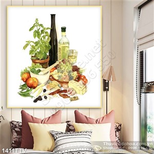 Tranh tĩnh vật hoa quả sơn dầu trang trí phòng ăn