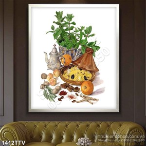 Tranh tĩnh vật hoa quả sơn dầu treo tường