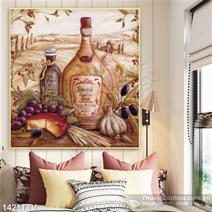 Tranh tĩnh vật hoa quả sơn dầu treo tường phòng bếp