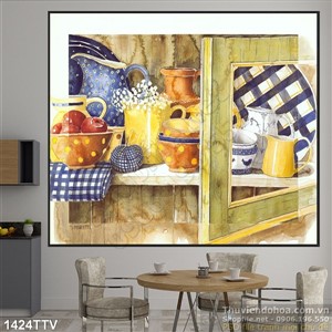 Tranh tĩnh vật hoa quả sơn dầu trang trí bếp