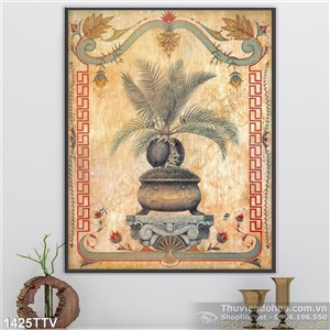 Tranh tĩnh vật hoa quả sơn dầu in gạch đẹp