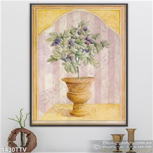 Tranh tĩnh vật hoa quả sơn dầu in gạch đẹp