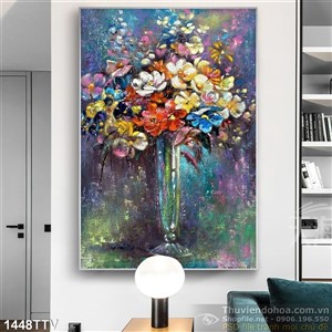 Tranh tĩnh vật hoa quả sơn dầu trang trí phòng khách