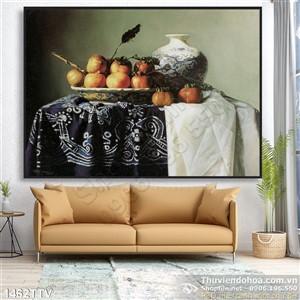 Tranh tĩnh vật hoa quả sơn dầu trang trí phòng ăn