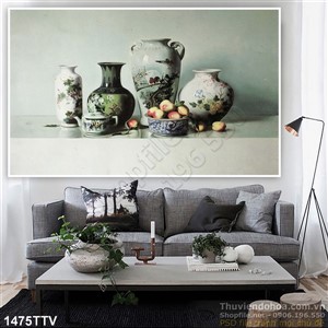 Tranh tĩnh vật hoa quả sơn dầu treo tường phòng khách