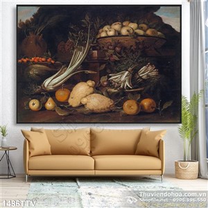 Tranh tĩnh vật hoa quả sơn dầu treo tường