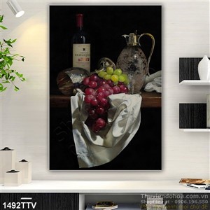 Tranh tĩnh vật hoa quả sơn dầu trang trí bếp