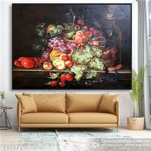 Tranh tĩnh vật hoa quả sơn dầu treo tường đẹp