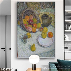 Tranh tĩnh vật hoa quả sơn dầu trang trí phòng ăn
