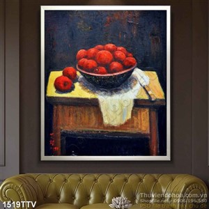 Tranh tĩnh vật hoa quả sơn dầu treo tường