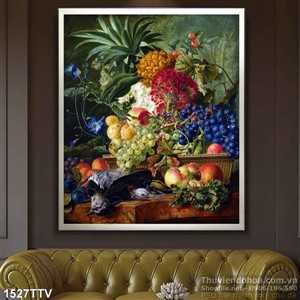 Tranh tĩnh vật hoa quả sơn dầu trang trí