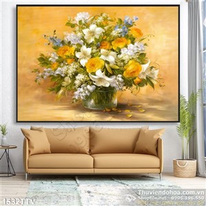 Tranh tĩnh vật hoa quả sơn dầu trang trí phòng khách