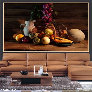 Tranh tĩnh vật hoa quả sơn dầu trang trí độc đáo