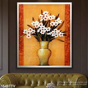 Tranh tĩnh vật hoa quả sơn dầu in gạch đẹp