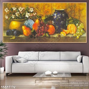 Tranh tĩnh vật hoa quả sơn dầu trang trí phòng bếp