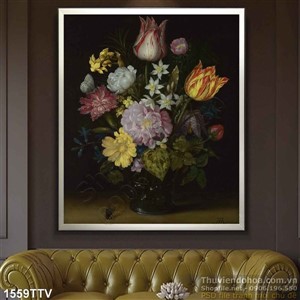 Tranh tĩnh vật hoa quả sơn dầu treo tường