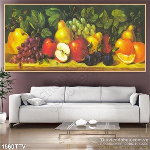 Tranh tĩnh vật hoa quả sơn dầu trang trí bếp