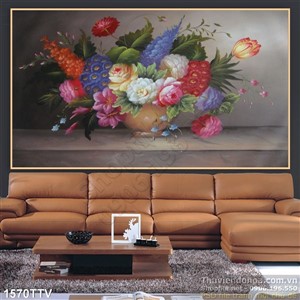 Tranh tĩnh vật hoa quả sơn dầu trang trí phòng khách