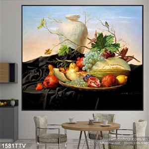 Tranh tĩnh vật hoa quả sơn dầu treo tường nghệ thuật