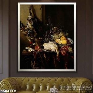 Tranh tĩnh vật hoa quả sơn dầu treo tường
