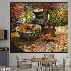 Tranh tĩnh vật hoa quả sơn dầu treo tường