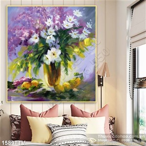 Tranh tĩnh vật hoa quả sơn dầu trang trí tường