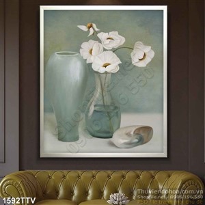 Tranh tĩnh vật hoa quả sơn dầu trang trí phòng ngủ
