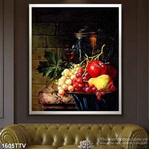 Tranh tĩnh vật hoa quả sơn dầu treo tường đẹp
