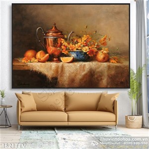 Tranh tĩnh vật hoa quả sơn dầu treo tường đẹp
