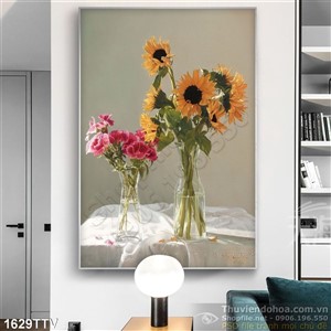 Tranh tĩnh vật hoa quả sơn dầu treo tường phòng ngủ