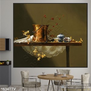 Tranh tĩnh vật hoa quả sơn dầu treo tường