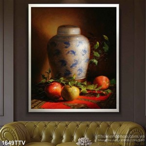 Tranh tĩnh vật hoa quả sơn dầu treo tường phòng ngủ