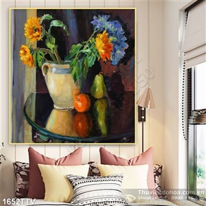 Tranh tĩnh vật hoa quả sơn dầu trang trí