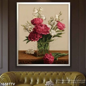 Tranh tĩnh vật hoa quả sơn dầu treo tường