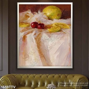 Tranh tĩnh vật hoa quả sơn dầu trang trí