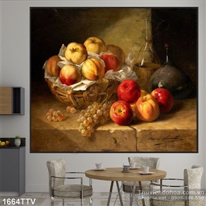 Tranh tĩnh vật hoa quả sơn dầu treo tường