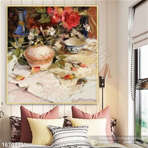 Tranh tĩnh vật hoa quả sơn dầu trang trí