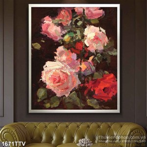 Tranh tĩnh vật hoa quả sơn dầu dán tường