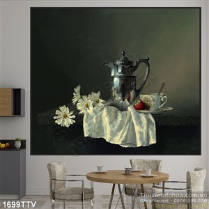 Tranh tĩnh vật hoa quả sơn dầu trang trí treo tường