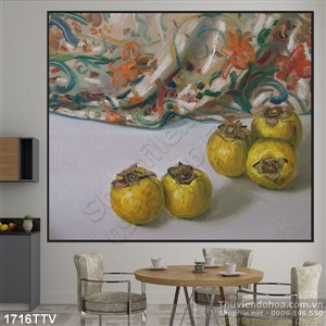 Tranh tĩnh vật hoa quả sơn dầu treo tường