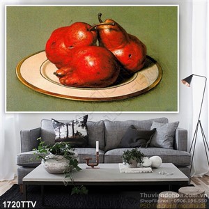 Tranh tĩnh vật hoa quả sơn dầu treo tường phòng ăn