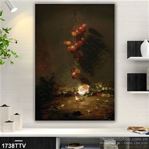 Tranh tĩnh vật hoa quả sơn dầu treo tường phòng ngủ