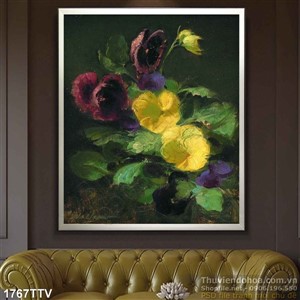 Tranh tĩnh vật hoa quả sơn dầu treo tường