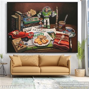 Tranh tĩnh vật hoa quả sơn dầu treo tường phòng ngủ