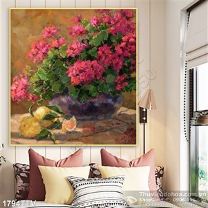 Tranh tĩnh vật hoa quả sơn dầu trang trí phòng đẹp